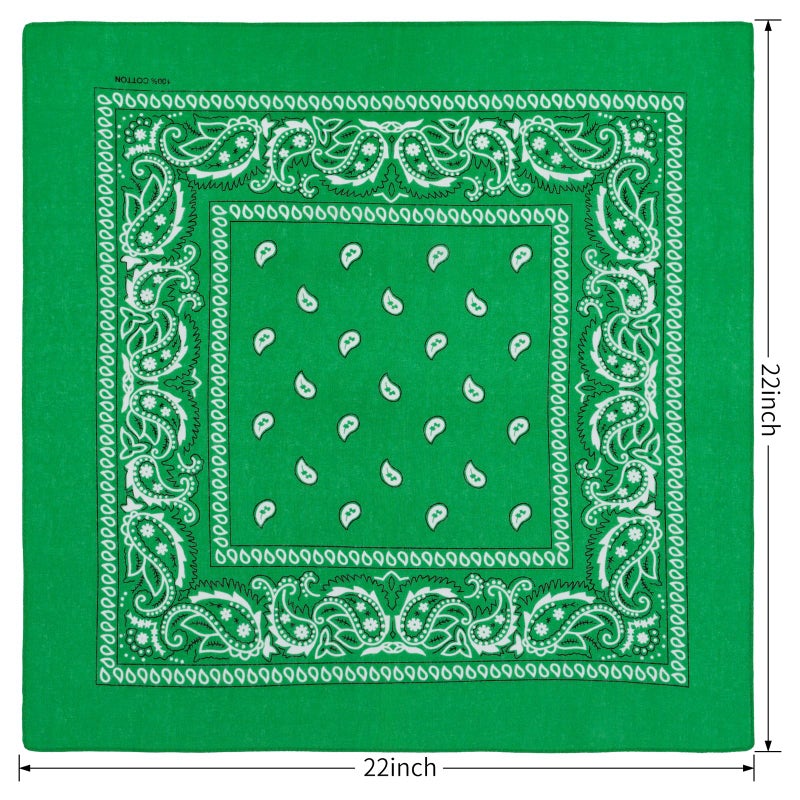 combocube 12 Pack(one Dozen) Multi-Purpose Cotton Paisley Cowboy Bandanas Headband for Men and Women (Green) - Image 2